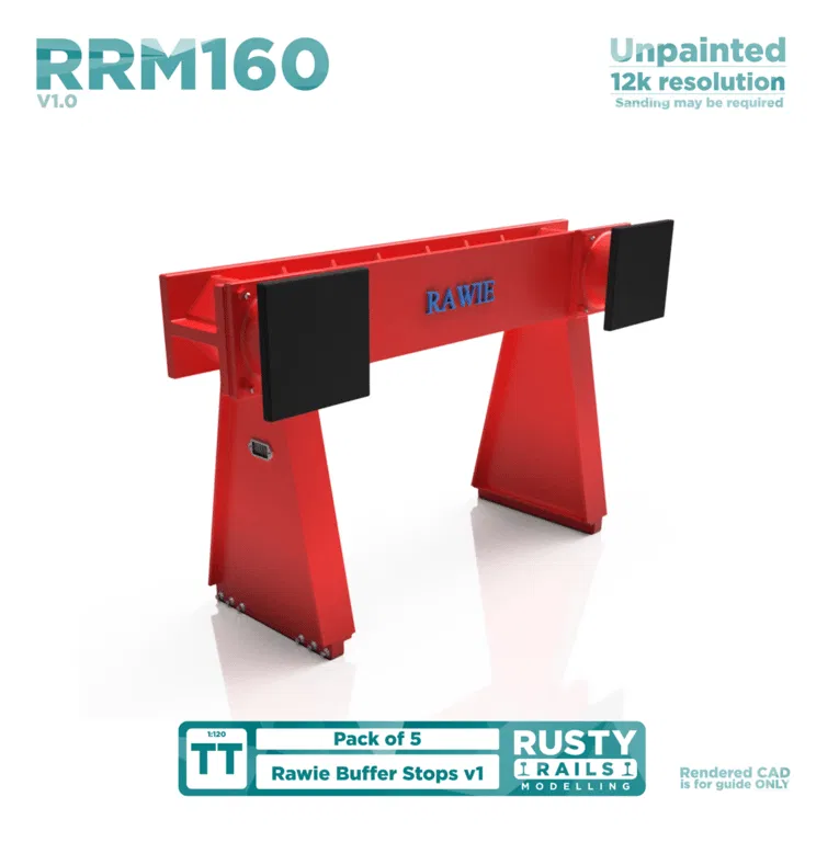 RRM160 Rusty Rails TT Rawie Buffer Stop V1 - Pack of 5 - Unpainted 3D Print